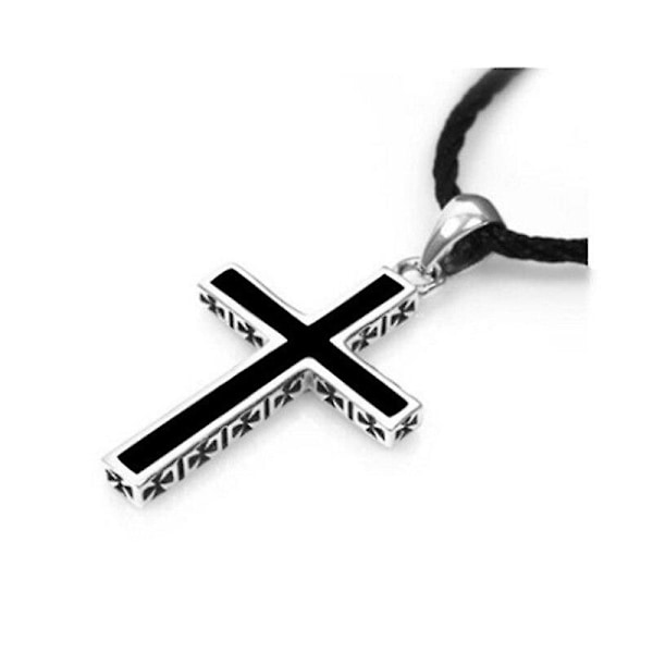 Trendy Sort Kors Vedhæng Halskæde Til Mænd Choker Tilbehør Mode Mænd Sølv 925 Halskæder Smykker Choker Kvinder