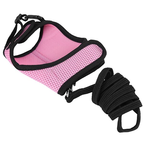 Liten husdjur säkerhetspromenadväst med koppel - Hamster kanin sele set (Rosa L)