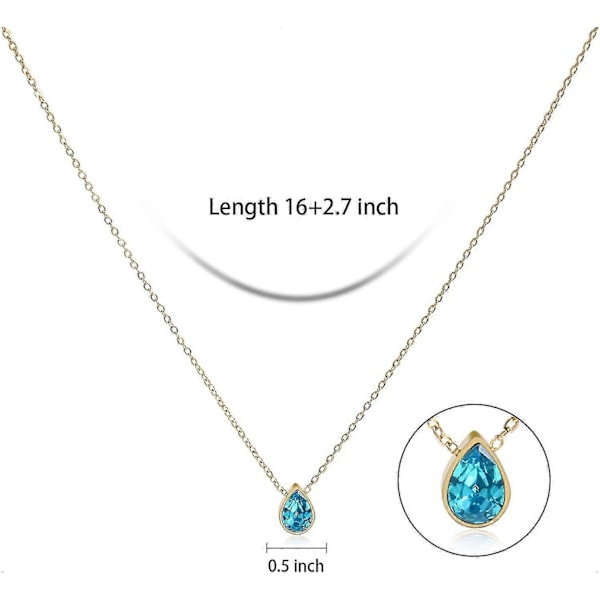 Badu 18K Guld Ädelsten 7x10mm Droppformad Halsband Dam Enkel Cubic Zirconia Smycken Mors Dag A (blå droppform)