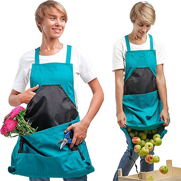 Dww-Harvest Apron (Sininen), Canvas-kassi hedelmien poimintaan - Säädettävä ja suurikapasiteettinen Harvest Apron pohja-aukolla