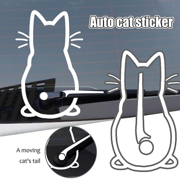 Bedövad leende katt bilsticker, katt Ow torkarblad bilsticker