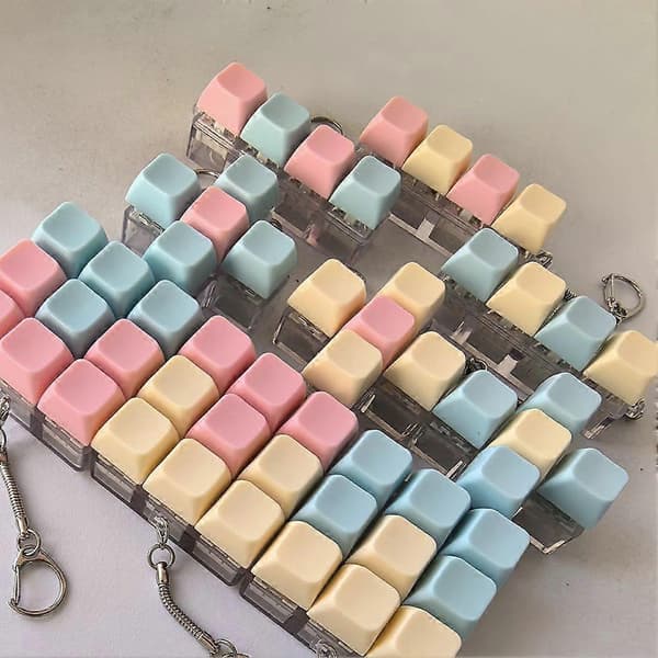 Macaron Tastatur Fidget Toy Stresslindring med blid kliklyd nøglering 5 key