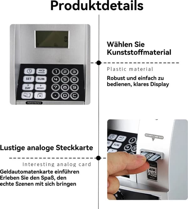 Rahakassa Elektroninen rahakassa lapsille, minipankki yhdistelmälukolla
