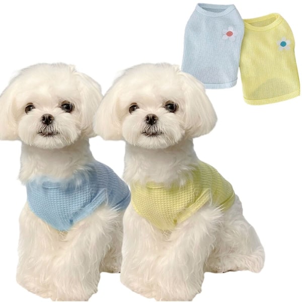 Hundskjorta i bomull Lätt sommar-T-shirt för husdjur Mjuk andas Stretchig katthund ärmlös T-shirt väst Kläder för medelstora och små (små) hundar