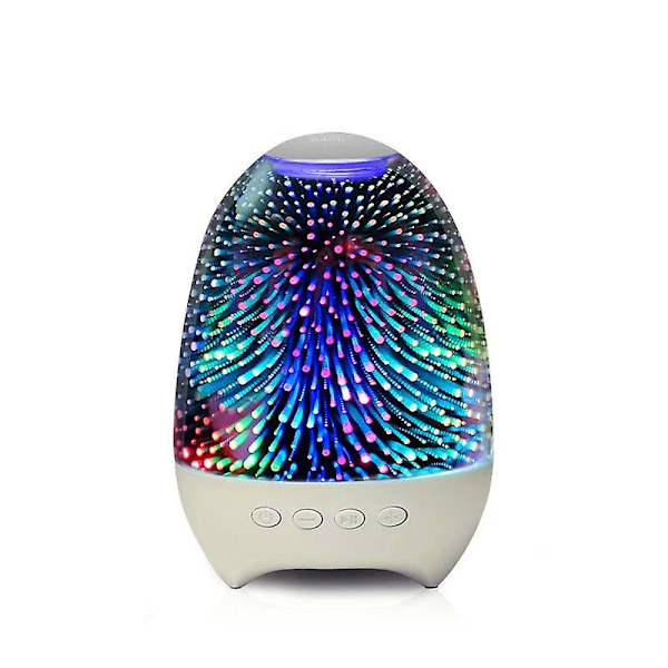 Bärbar nattlampa bt-högtalare 3d glas sängbord bordslampa färg led nattlampa touch control bluetooth-högtalare（Jul，Vit）
