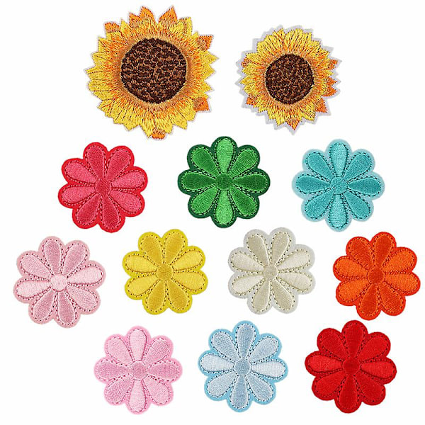 Dww-30 stk. broderi stryge-på patch sy på, blomst patch klistermærke sy på stryge-på patches, badge broderi applikation patches til tøj