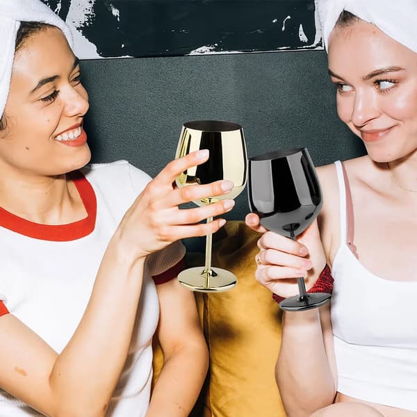 Rustfrit stål rødvinsglas, gobletter, vinglas til champagne, 500 ml cocktailglas (sæt med 2), sort