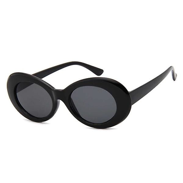 Sorte store runde retro solbriller sort glas sort