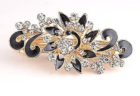 Kvindernes Lagdelte Påfugl Rhinestone Fransk Hårklemme Sort