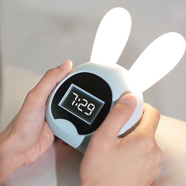Led Barnklocka, Usb Kanin Väckarklocka, Sänglampa Väckarklocka, Digital Väckarklocka（Rosa）