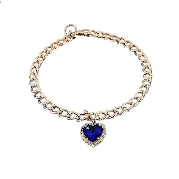 Katt Halsband med Hjärta Rhinestone Hänge, Lätt Justerbar Glansig Diamant Söt Flicka Bröllop Födelsedag Fest Husdjur Halsband Kostym Ac