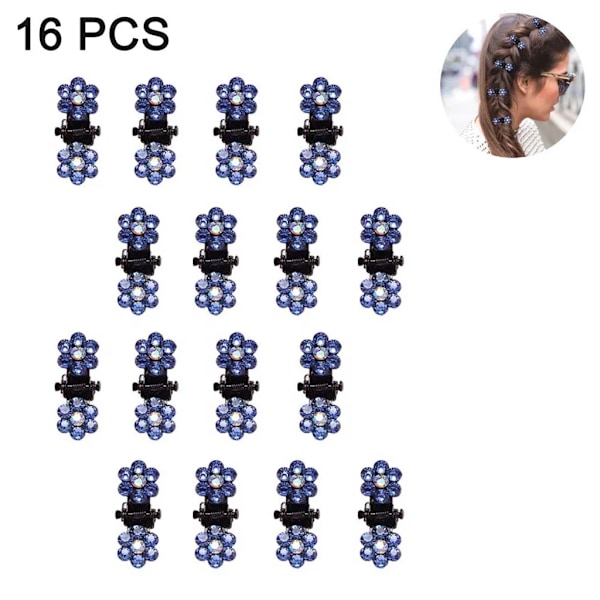 16 st Mini Claw Rhinestone Hårklämmor | Kvinnor Flickor Barn Hårklämmor | Glitter Tänder Klämmor för Bröllop Dansfest, Safir