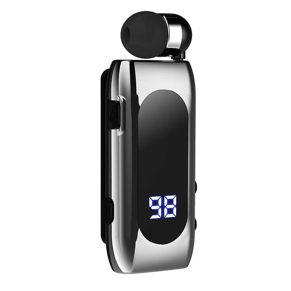 K55 Lavalier trådlöst headset digital display vattentät affärs kabel in-ear ultra Bluetooth headset,B（Silver）