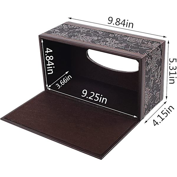 Antikt PU-läder vävnadslåda hållare lock rektangulärt servettfodral dispenser, hem kontor bil vävnadslåda med magnetisk botten, ansiktsvävnad organisera
