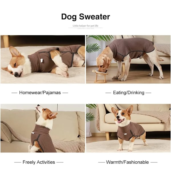 Hundtröja, Varm Tröja Västdräkt för Hundar, Kläder för Kallt Väder, Hund Vinterjackor för Hundar (Brun, XXXL)