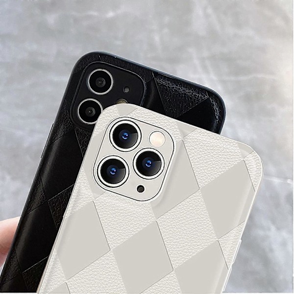 Kompatibel med iPhone 12 Pro Max Skal för Man Pojke Lyxig 3D Romb Mjuk TPU Läder Telefonfodral för iPhone 12 Pro Max 6.7 Tum Stötsäker Lins