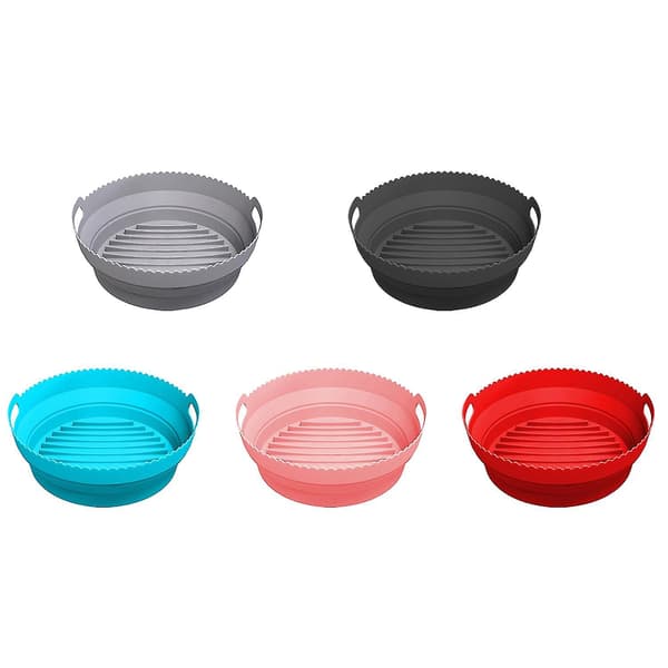 Fritøse bakepanne Luktfri Anti-deformert Høy temperaturmotstand Foldbar Rund Bakeware Solid C（A，Svart）