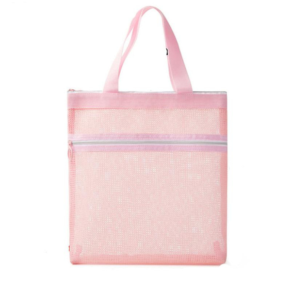 Strandväska, nätstrandväska strandkasse strandleksaksväska（ROSA）