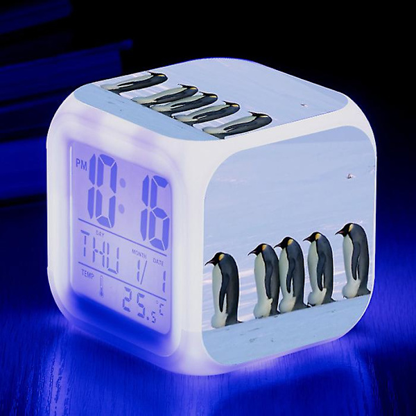 Dww-Giraff Väckarklocka Bild Väckarklocka C Ljus USB Barn LED Klocka Cartoon Nattljus Flash 7 Färgförändrande Digital Klocka Skrivbordsklocka l
