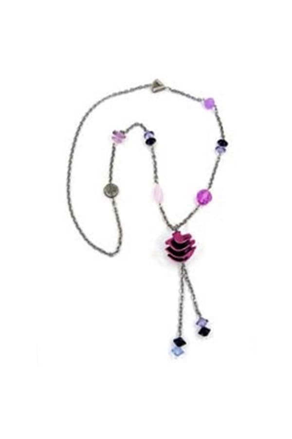 Halsband Spiral Lila Kedja Silver 95cm - Gl02267