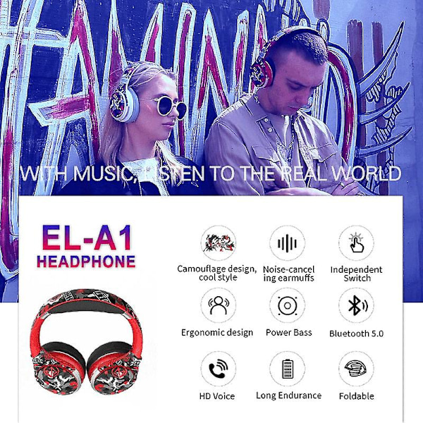 Langattomat kuulokkeet, matalan viiveen Bluetooth-kuulokkeet, pelikuulokkeet, Bluetooth-kuulokkeet, Bluetooth 5.0, voimakas basso, melunvaimennus, El-