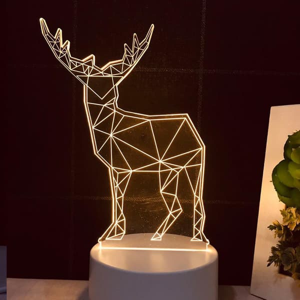 3D LED nattlys akryllampe fjernkontroll 3D