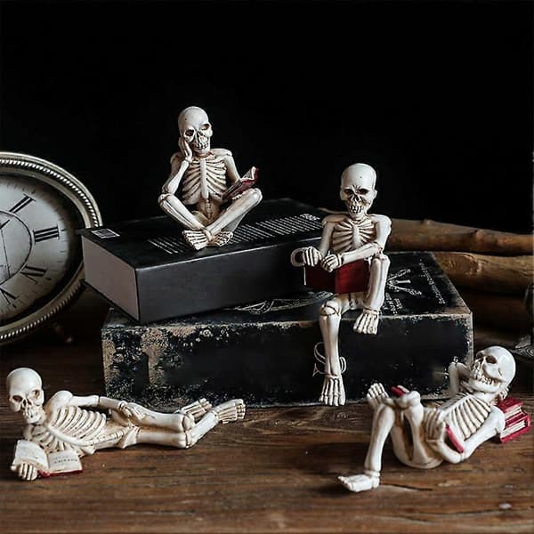 Skelettprydnad i harts Halloween-dekoration kompakt robust stabil A