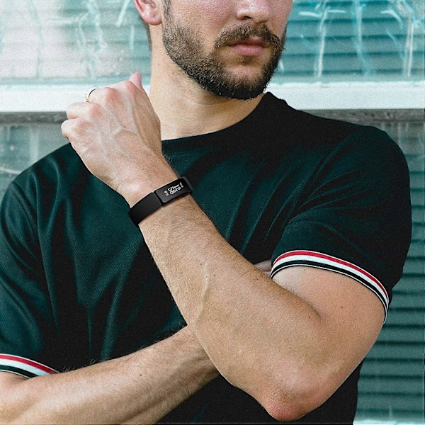 Kompatibel med Fitbit Inspire 2 Armband Pack 4 för Män Kvinnor, Vattentät Silikonband Justerbar Sportrem Tillbehör för Inspire 2, Stor Svart/Blå