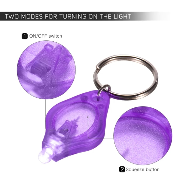 10st Mini Bärbar UV LED Light Torch Nyckelring, UV Mini Nyckelring Super Bright Key Ring Light Ficklampa Valuta Passdetektor