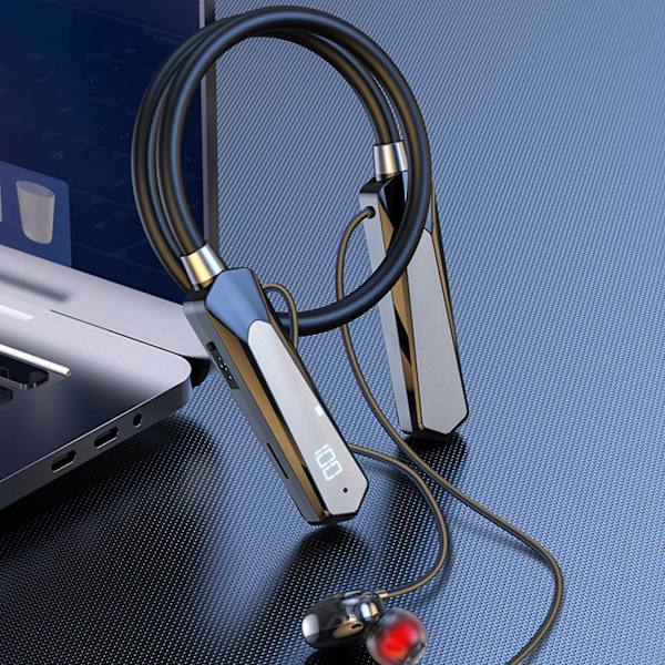 Bluetooth 5.3 Dual-mode Spil/musik Hals Bluetooth Headset Sort Teknologi Intelligent Skridttæller Headset