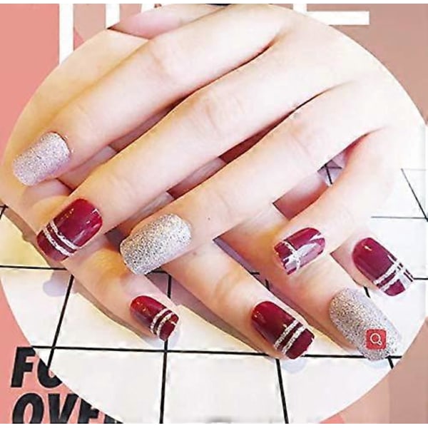100 st Falska Naglar Akryl Stil Artificiella Nagelspetsar Full Cover Akryl Falska Naglar, 10 Storlekar (Naturliga)
