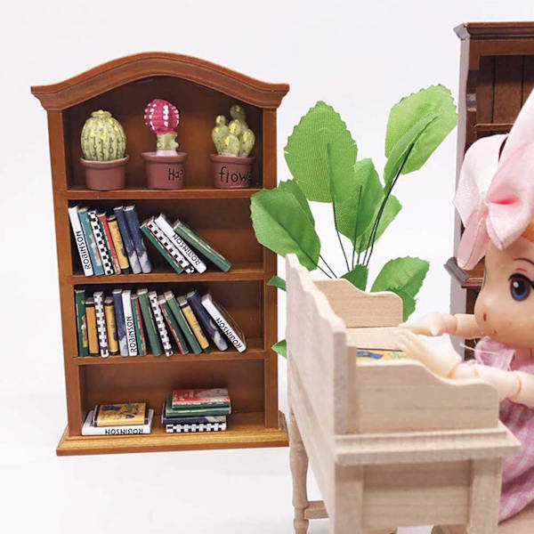 1:12 Dukkehus Miniature Møbler Træ Bogreol Bogreol Skab Hjem Indretning Samling