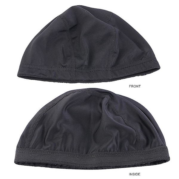 Svart mesh dome-hette for parykkfremstilling, elastiske hårnett med bredt elastisk bånd, 5 stk./pakke