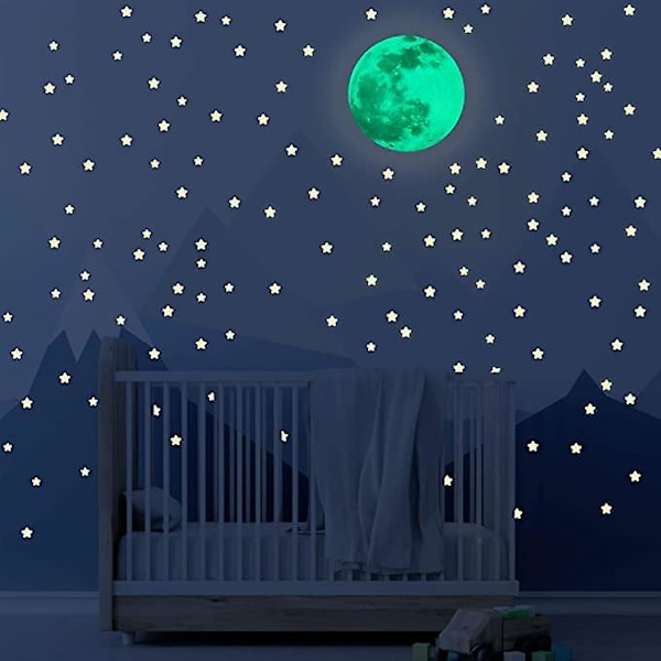 Dww-Glow in the Dark 30cm - Glow in the Dark Ceiling Perfekt for tak, Glow in the Dark Space Stickers, Moon Stickers eller Moon Stickers