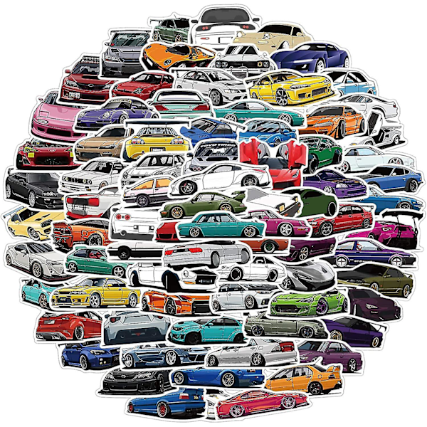 2024, 100 st Jdm Racing Car Stickers - Vattentäta bilar Vinyl Vsco Stickers för barn, bärbar dator, hydroflask