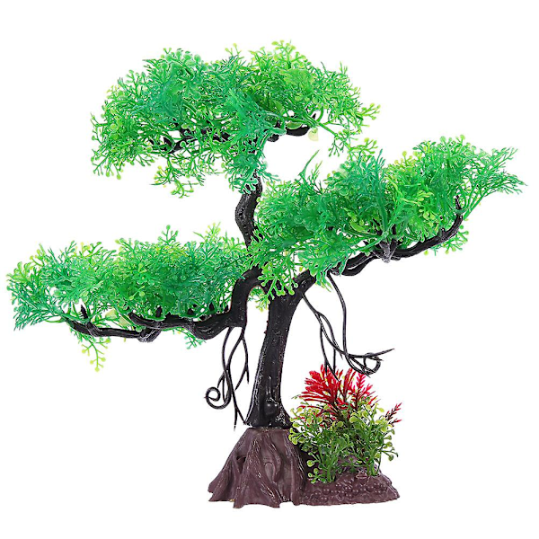 Kunstig fisketank planter dekoration planter ornament fisketank akvarium plast træ dekoration（22X8X25cm，som vist）