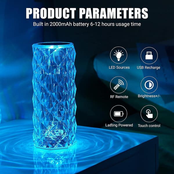 Touch Crystal Lampe - RGB Natlampe til Stue