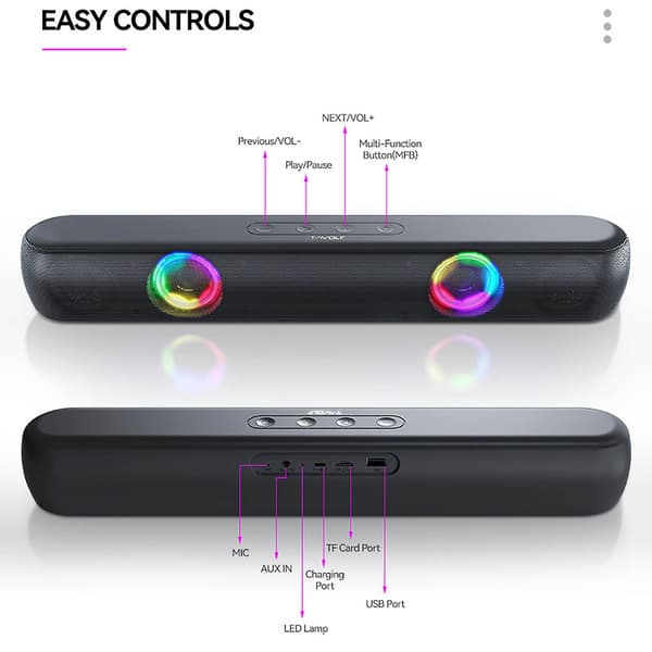 Trådløs Bluetooth-høyttaler Stasjonær Lang Subwoofer Datamaskin Mobiltelefonkort Lyd Tilgjengelig
