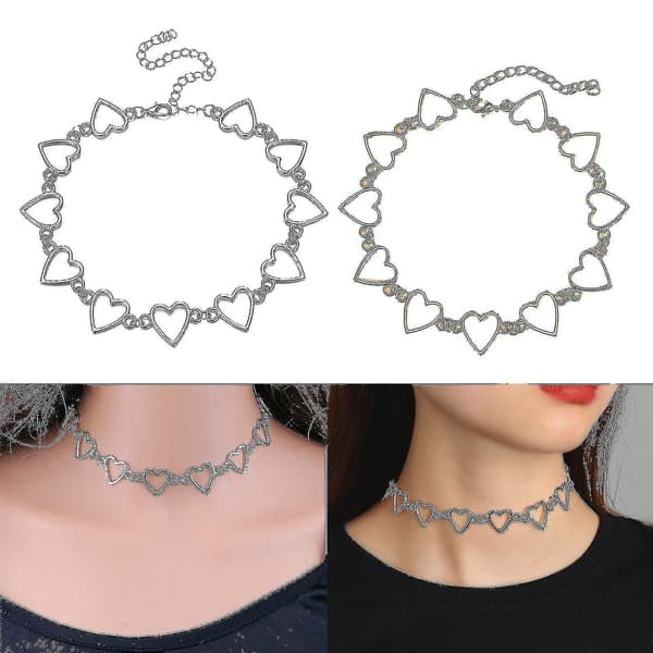 2x Choker Halsband Geometrisk Cirkel Statement Choker 28+7 cm Hänge