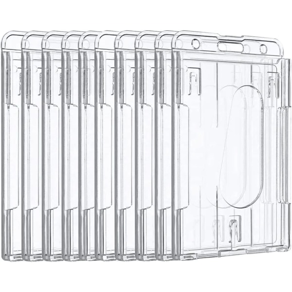 10 st ID-korthållare i hårdplast, 5,8*8,9 cm genomskinlig korthållare Kortskydd med tumöppning Vertikalt ID- case för skolkontoret