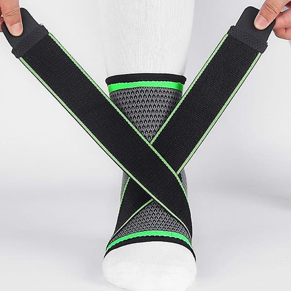 Strap Sports Ankelsupport, 1 par, nylonmateriale, sort+grå+grøn, 10*9*25cm