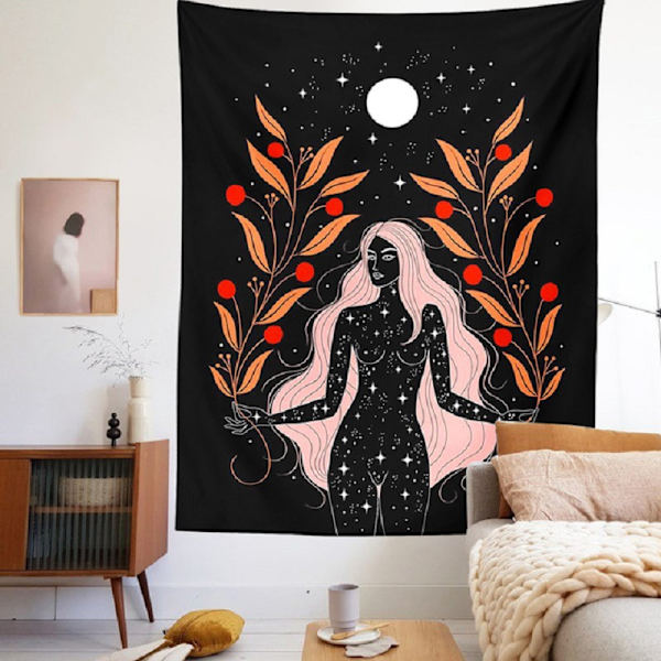 Wekity Boho -seinävaate, esteettinen taide, kodin taustakangas, sisustuselementti, lahjatapetti, olohuoneen ja makuuhuoneen sisustus (95x73cm, 5)