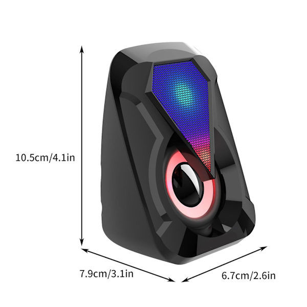 Utsalg 1053 Høyttaler RGB Farge Lys Subwoofer Boks Desktop Audio Desktop（Svart）
