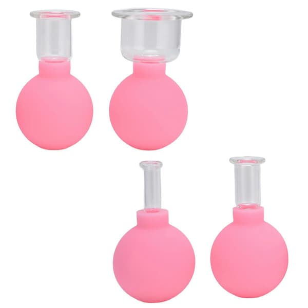 Silikone Cupping Terapi Sæt - 4 Stk. Massage Vakuum Kopper Kit til Ansigt, Ben, Arm, Ryg, Skulder (Pink)