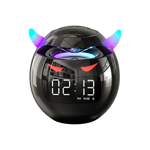 Kaiuttimet Bluetooth Langaton Bluetooth-kaiutin Työpöydän Ääni Yöpöydän Herätyskello Subwoofer Mini-kaiutin（Musta）