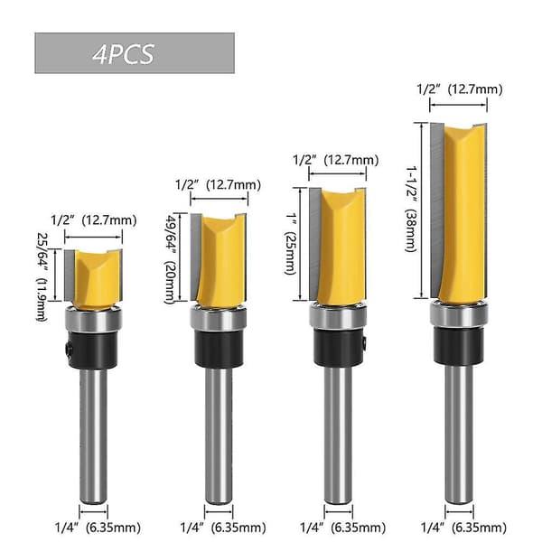 Fräsfrässet med finishmönster, 8 mm skaft, träfräs, 4-pack