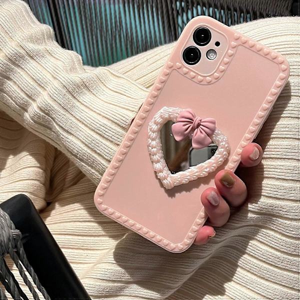 Hjärtformad Spegel iPhone-fodral Kompatibelt med iPhone 11 Lyxigt Fodral för Flickor och Kvinnor Söt Mode Kawaii TPU Silikon Skyddande