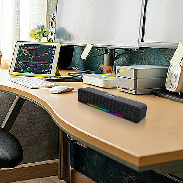 Datorhögtalare Tung bas Lång ljudfält Dator Skrivbordsljud Med Ljus RGB Bluetooth Ljudavstånd（Svart）
