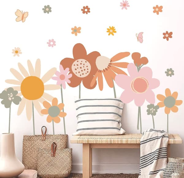 Retro Boho Kukka Seinätarrasetti Seinätarra Seinäkoriste