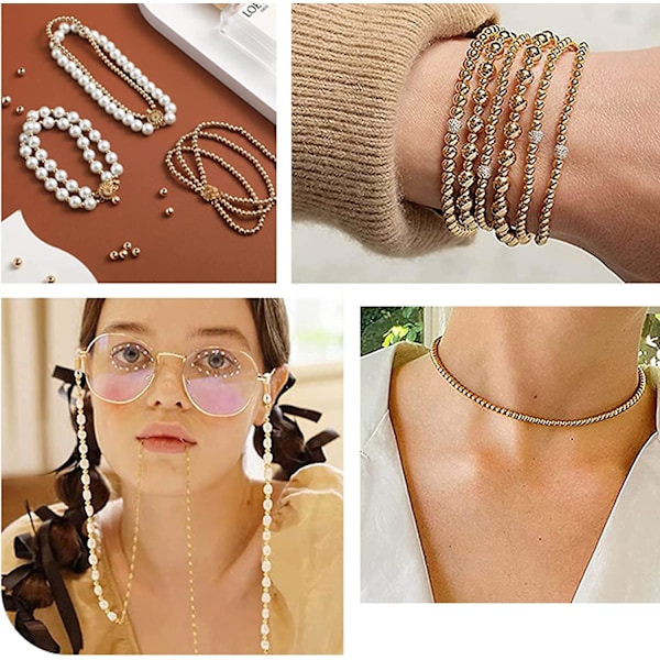 300 st 4mm 14k guldpläterade mässingskulor Långvarig pläterad rund slät distanskulor för halsband, armband, örhängetillverkning